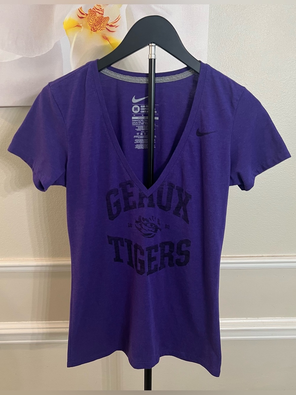 2 FOR 1: Women’s LSU V-Neck Short Sleeve Shirts! Size Medium. 💜💛 - Picture 9 of 14